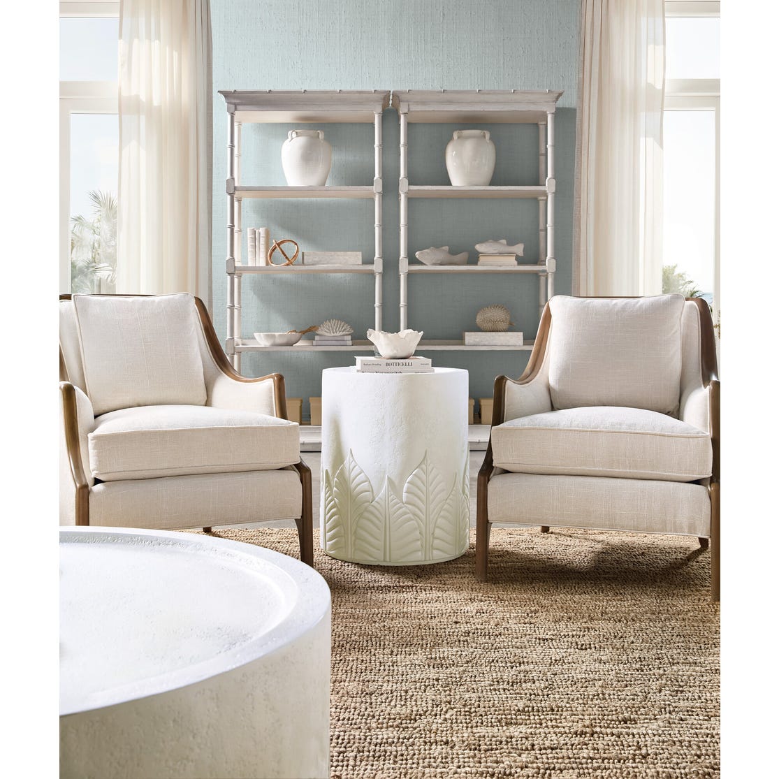 the Hooker Furniture Amelia living room occasional end table is available in Edmonton at McElherans Furniture + Design