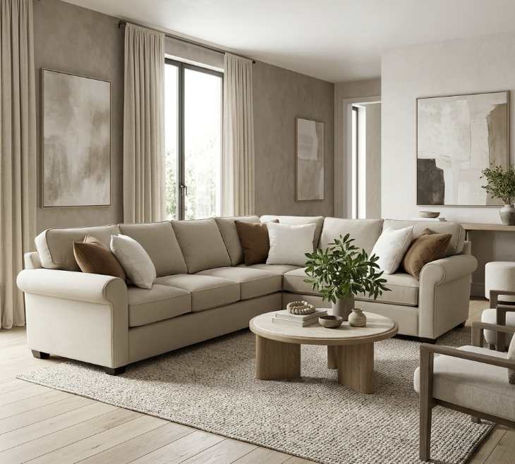 the Brentwood Ace living room upholstered sectional is available in Edmonton at McElherans Furniture + Design