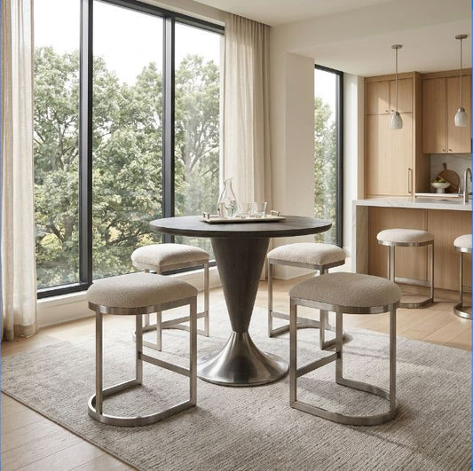 the Modern Mood 5 piece dining package is available in Edmonton at McElherans Furniture + Design