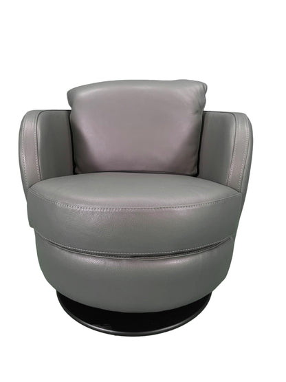 the Incanto I743 living room leather swivel chair is available in Edmonton at McElherans Furniture + Design