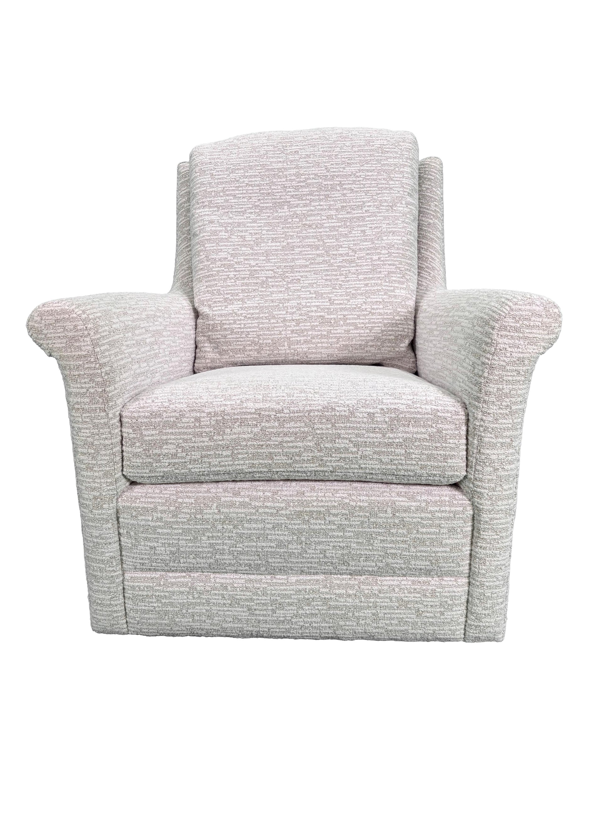 the Jessica Charles Selectives Casey living room upholstered swivel chair is available in Edmonton at McElherans Furniture + Design