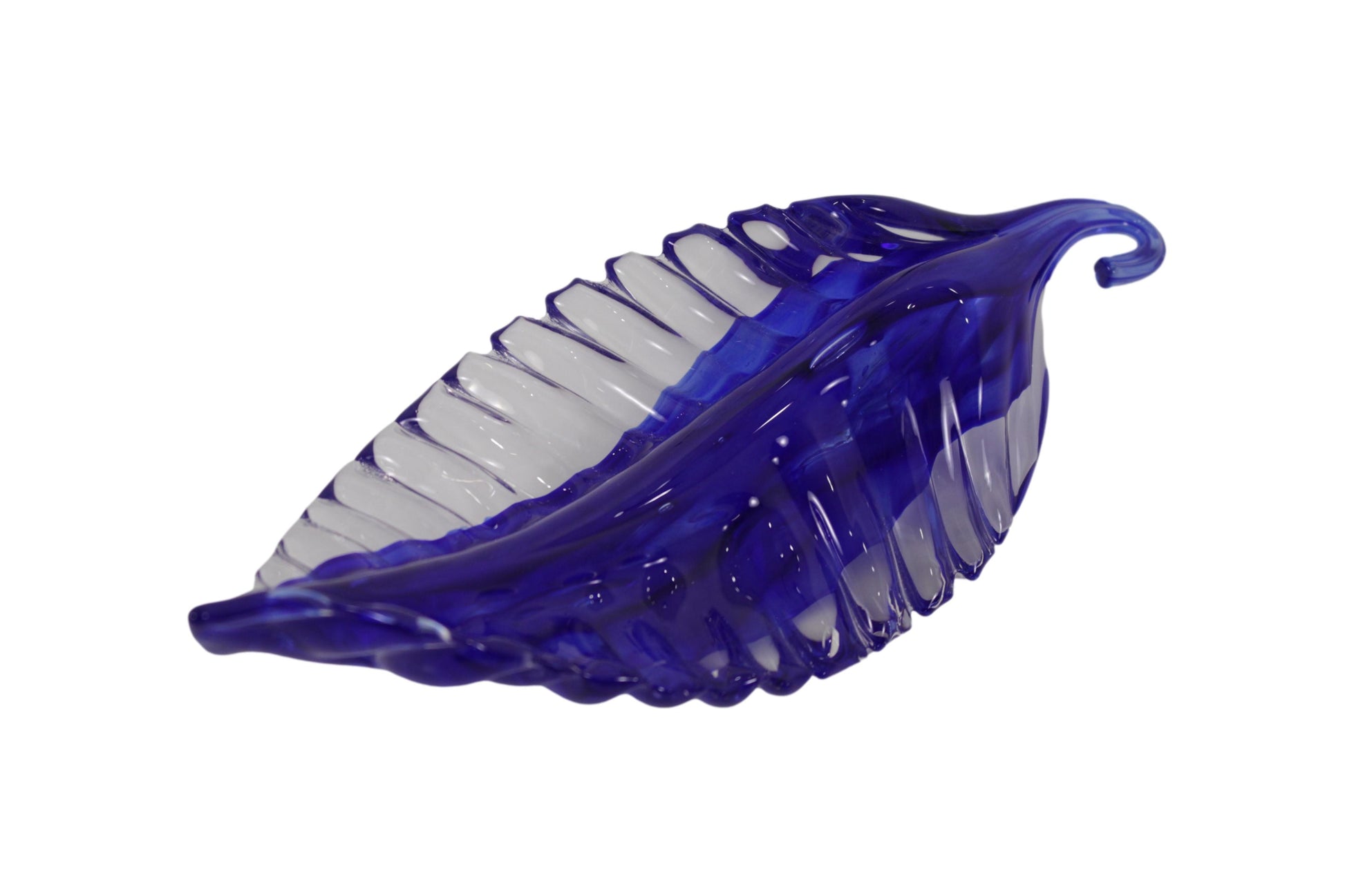 the Keith Walker Glass Feather Cobalt Decorative accessory is available in Edmonton at McElherans Furniture + Design