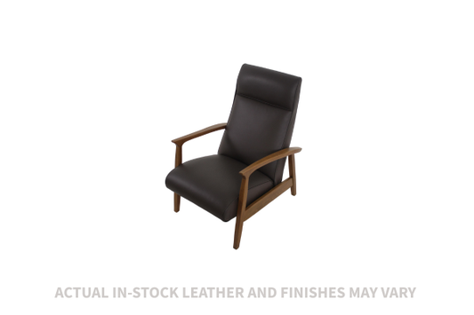 the Motioncraft Retro living room reclining leather recliner is available in Edmonton at McElherans Furniture + Design