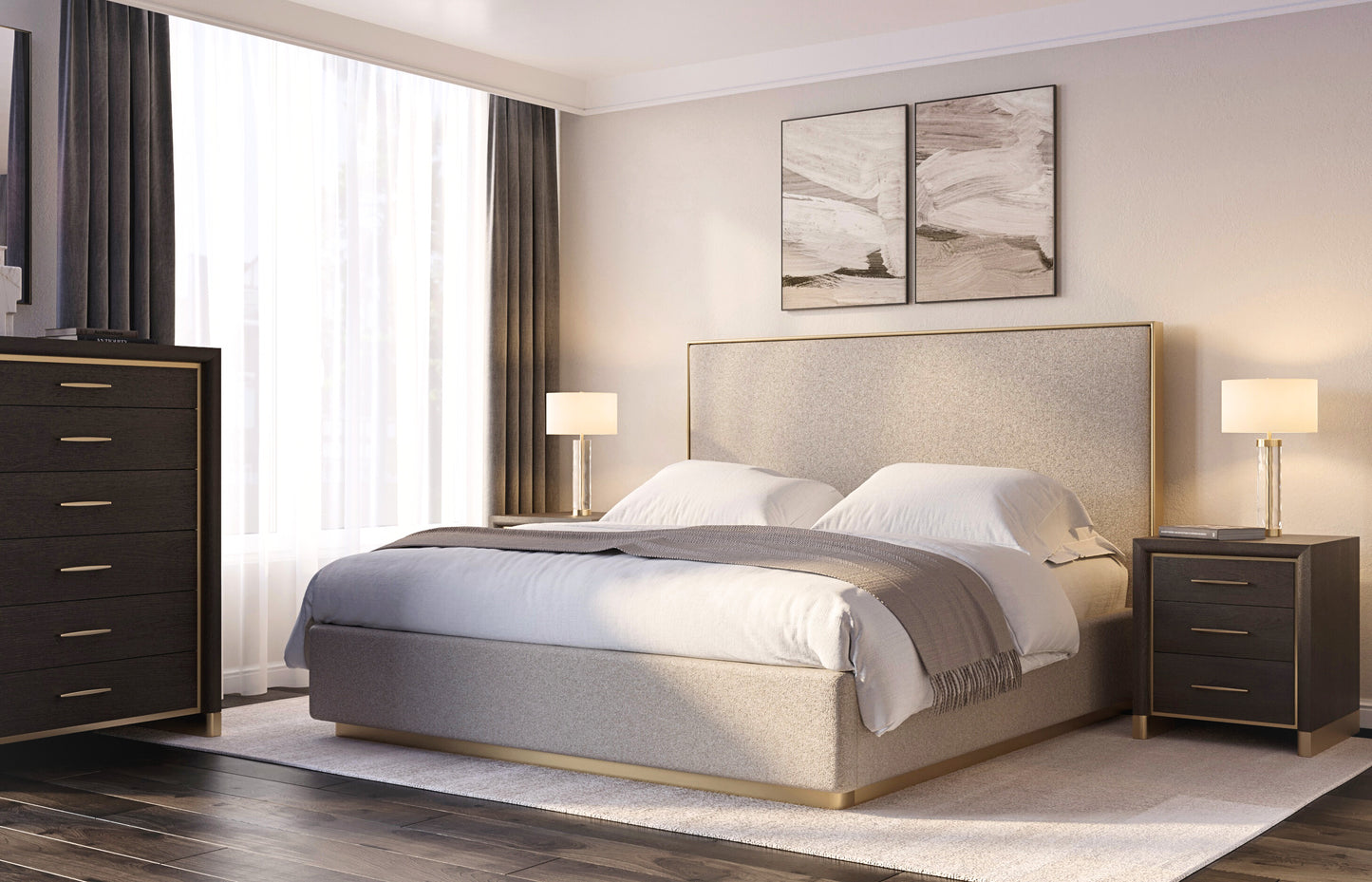 the Allure 4 piece bedroom package is available in Edmonton at McElherans Furniture + Design