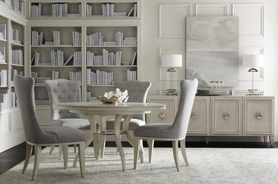 the Allure 6 piece round dining package is available in Edmonton at McElherans Furniture + Design