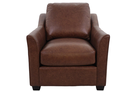 the Brentwood Gilbert living room leather chair is available in Edmonton at McElherans Furniture + Design
