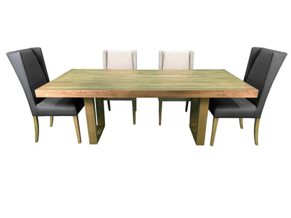 the Bermex 7 piece Everest dining room is available in Edmonton at McElherans Furniture + Design
