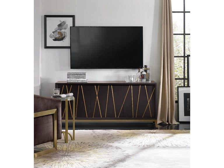 the Hooker Furniture 5518-55464-BLK living room occasional media console is available in Edmonton at McElherans Furniture + Design
