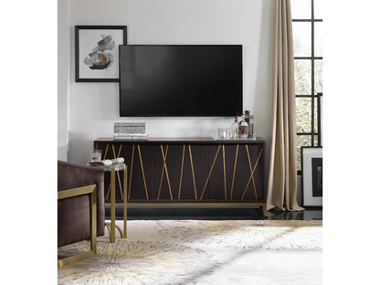 the Hooker Furniture 5518-55464-BLK living room occasional media console is available in Edmonton at McElherans Furniture + Design