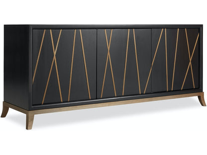 the Hooker Furniture 5518-55464-BLK living room occasional media console is available in Edmonton at McElherans Furniture + Design