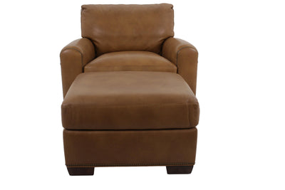 the Hancock & Moore  transitional Boulder living room leather upholstered chair is available in Edmonton at McElherans Furniture + Design