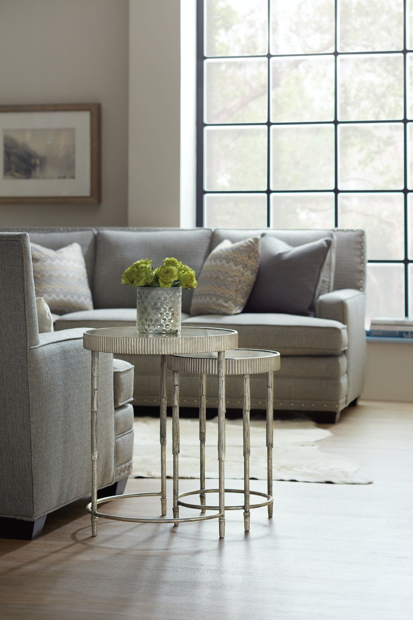 the Hooker Furniture 5594-50001-SLV living room occasional end table is available in Edmonton at McElherans Furniture + Design