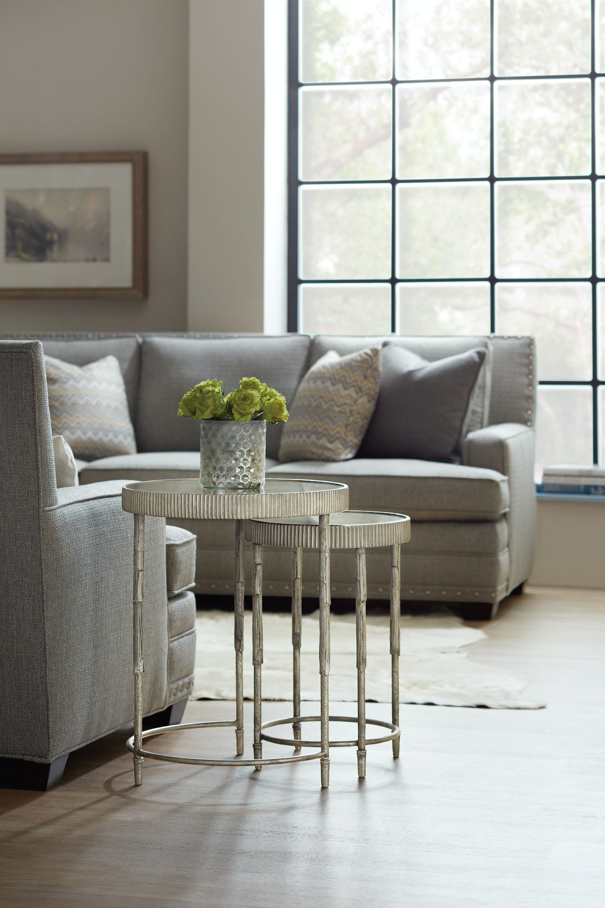 the Hooker Furniture 5594-50001-SLV living room occasional end table is available in Edmonton at McElherans Furniture + Design