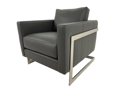 the Marcantonio Naomi living room leather chair is available in Edmonton at McElherans Furniture + Design