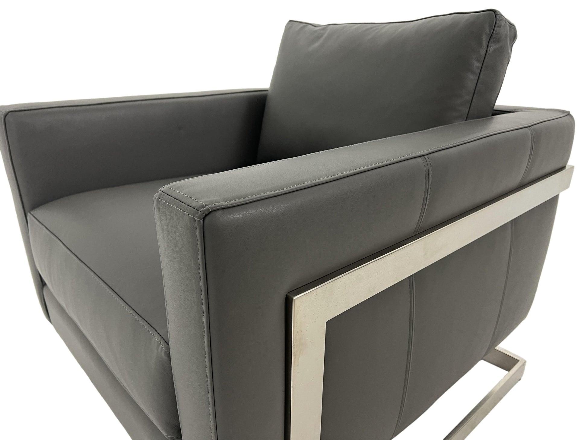 the Marcantonio Naomi living room leather chair is available in Edmonton at McElherans Furniture + Design
